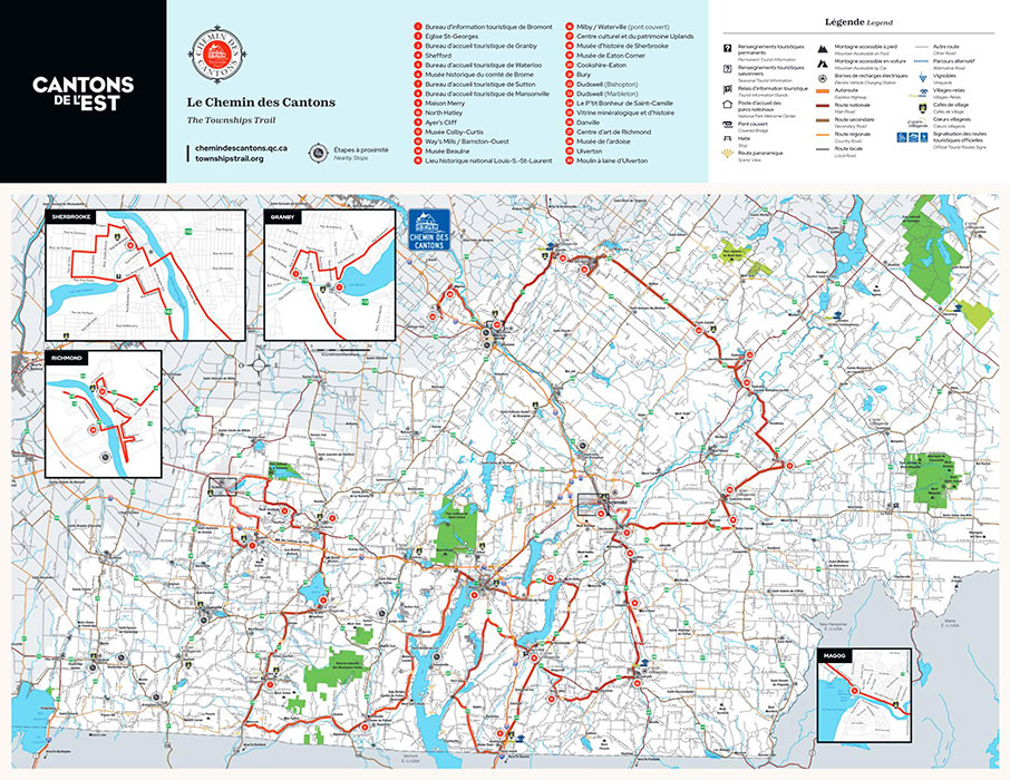 Tourism Eastern Townships Road Map